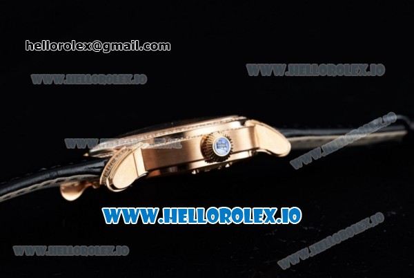 Audemars Piguet Millenary Miyota 9015 Automatic Rose Gold Case White Dial With Roman Numeral Markers Black Leather Strap - Click Image to Close